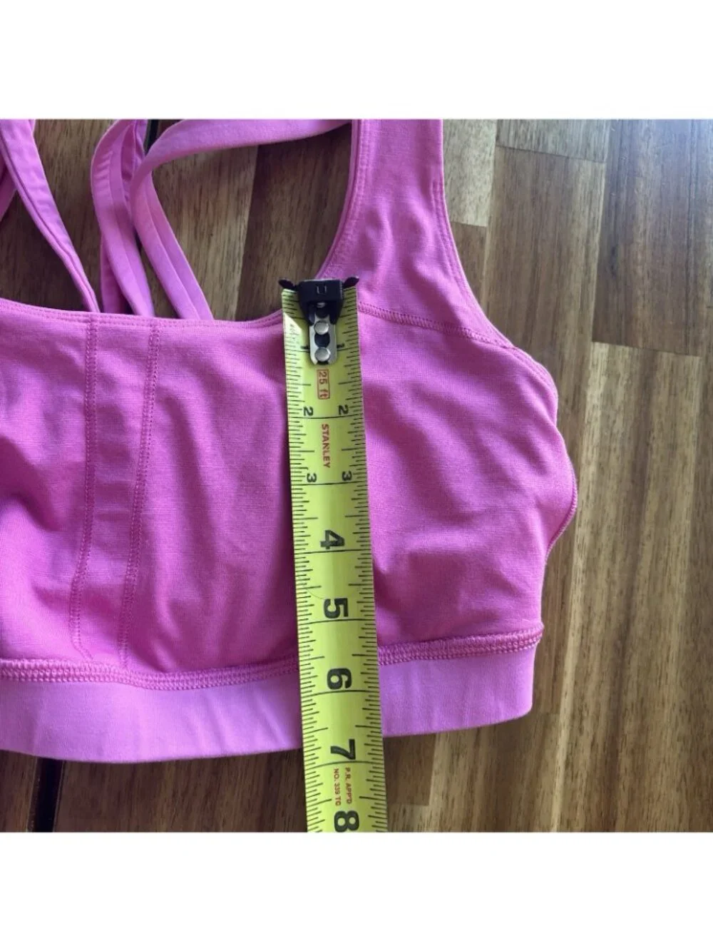 Lululemon Women’s Sports Bra SZ 8 Pink Preppy Sporty Gym Workout NO CUPS INSERTS